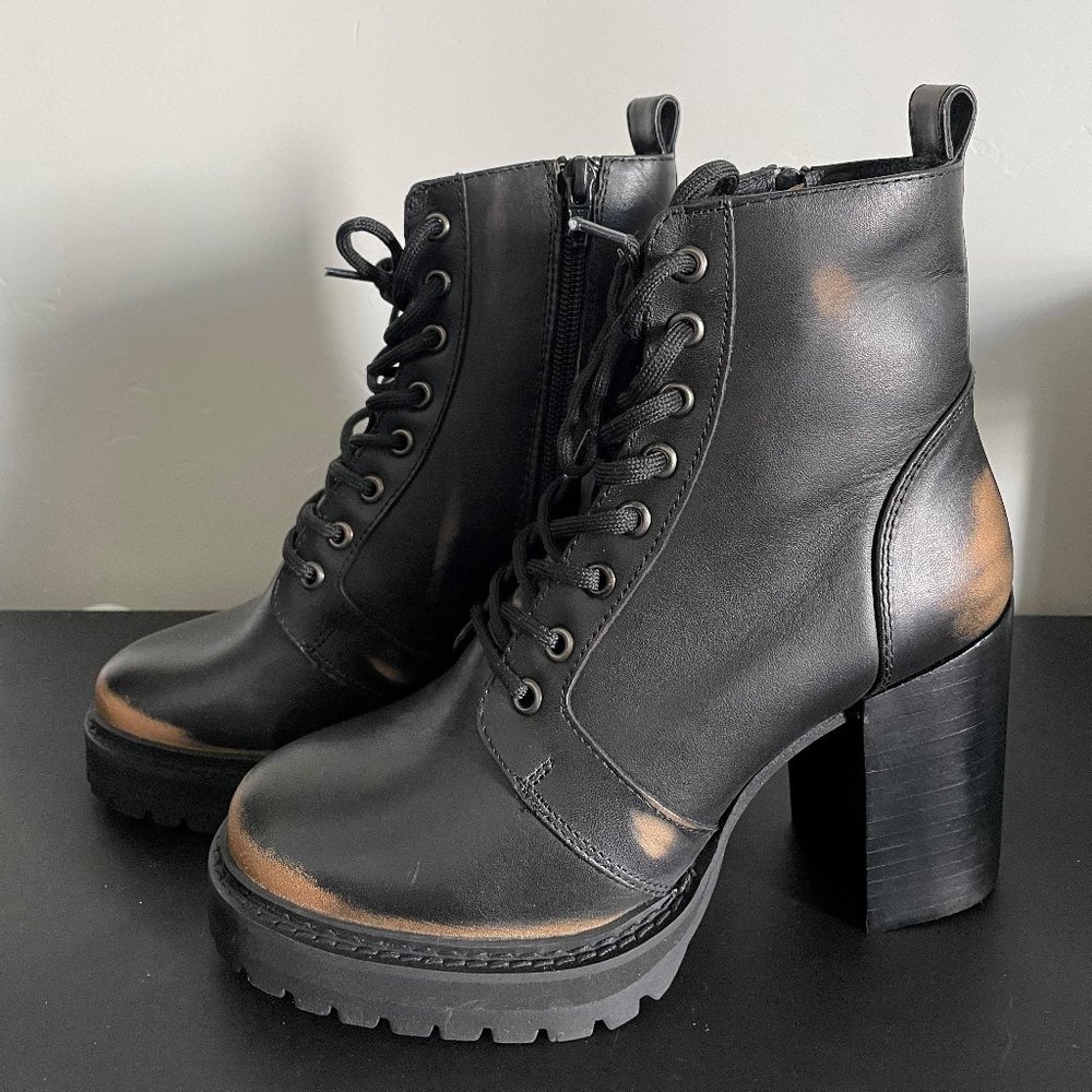 Steve Madden Women's Rivet Lace-Up Lug Sole Booties